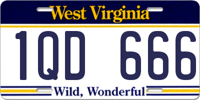 WV license plate 1QD666