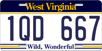 WV license plate 1QD667