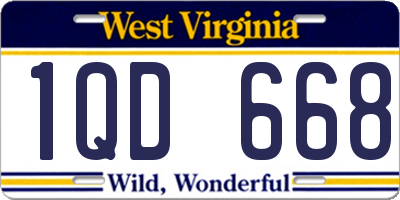 WV license plate 1QD668
