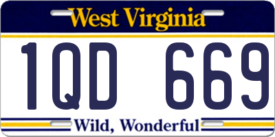 WV license plate 1QD669