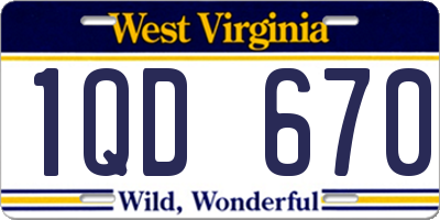WV license plate 1QD670