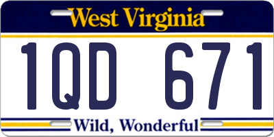 WV license plate 1QD671