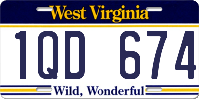 WV license plate 1QD674