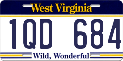 WV license plate 1QD684