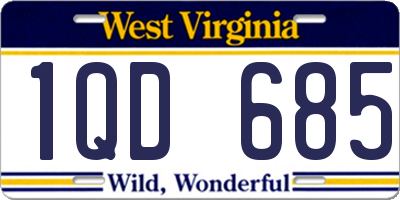 WV license plate 1QD685