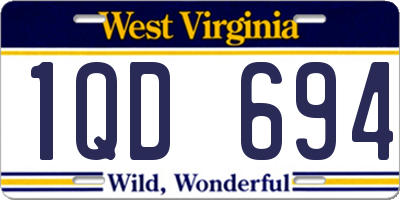 WV license plate 1QD694