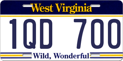 WV license plate 1QD700