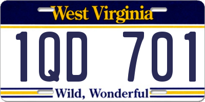 WV license plate 1QD701