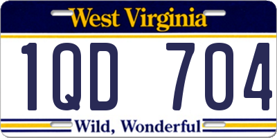 WV license plate 1QD704