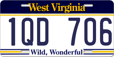 WV license plate 1QD706