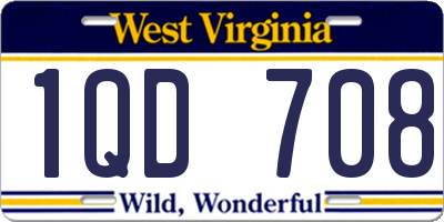 WV license plate 1QD708