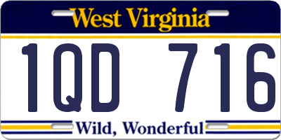 WV license plate 1QD716