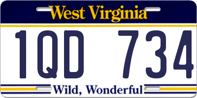 WV license plate 1QD734