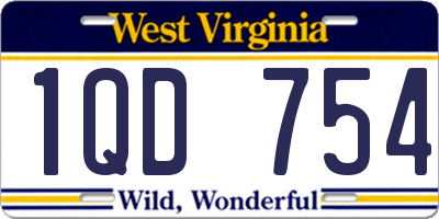 WV license plate 1QD754