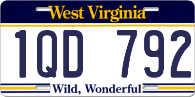 WV license plate 1QD792