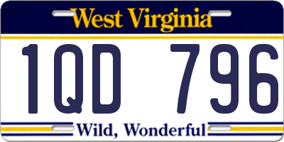 WV license plate 1QD796