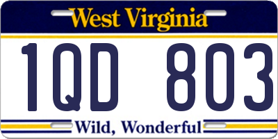 WV license plate 1QD803