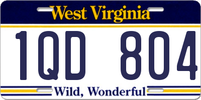 WV license plate 1QD804
