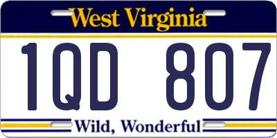 WV license plate 1QD807
