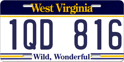 WV license plate 1QD816
