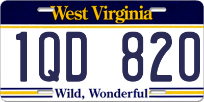 WV license plate 1QD820