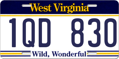 WV license plate 1QD830
