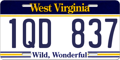 WV license plate 1QD837