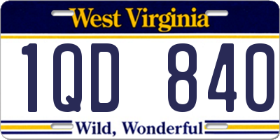 WV license plate 1QD840