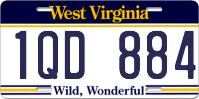 WV license plate 1QD884