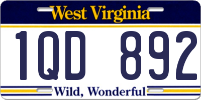 WV license plate 1QD892