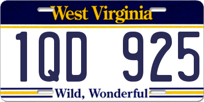 WV license plate 1QD925