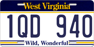 WV license plate 1QD940
