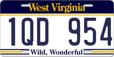 WV license plate 1QD954