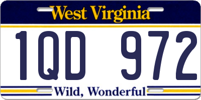 WV license plate 1QD972