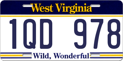 WV license plate 1QD978