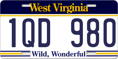 WV license plate 1QD980