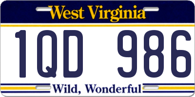 WV license plate 1QD986