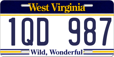 WV license plate 1QD987