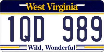 WV license plate 1QD989
