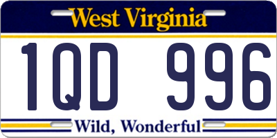 WV license plate 1QD996