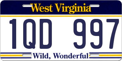 WV license plate 1QD997
