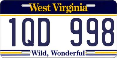 WV license plate 1QD998