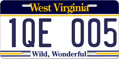 WV license plate 1QE005