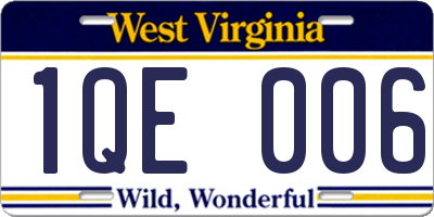 WV license plate 1QE006
