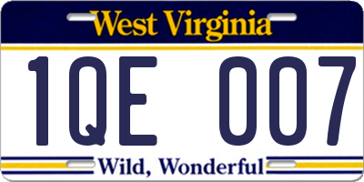WV license plate 1QE007