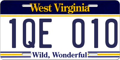 WV license plate 1QE010