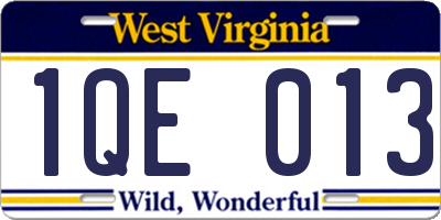 WV license plate 1QE013