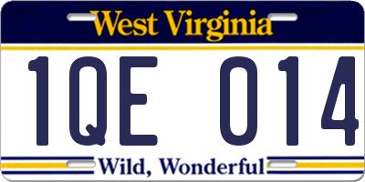 WV license plate 1QE014
