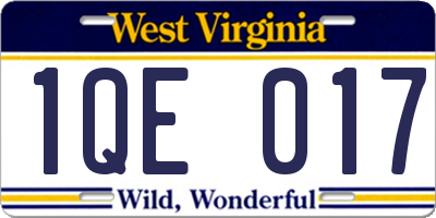 WV license plate 1QE017