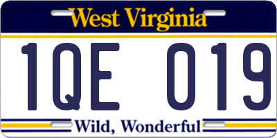 WV license plate 1QE019
